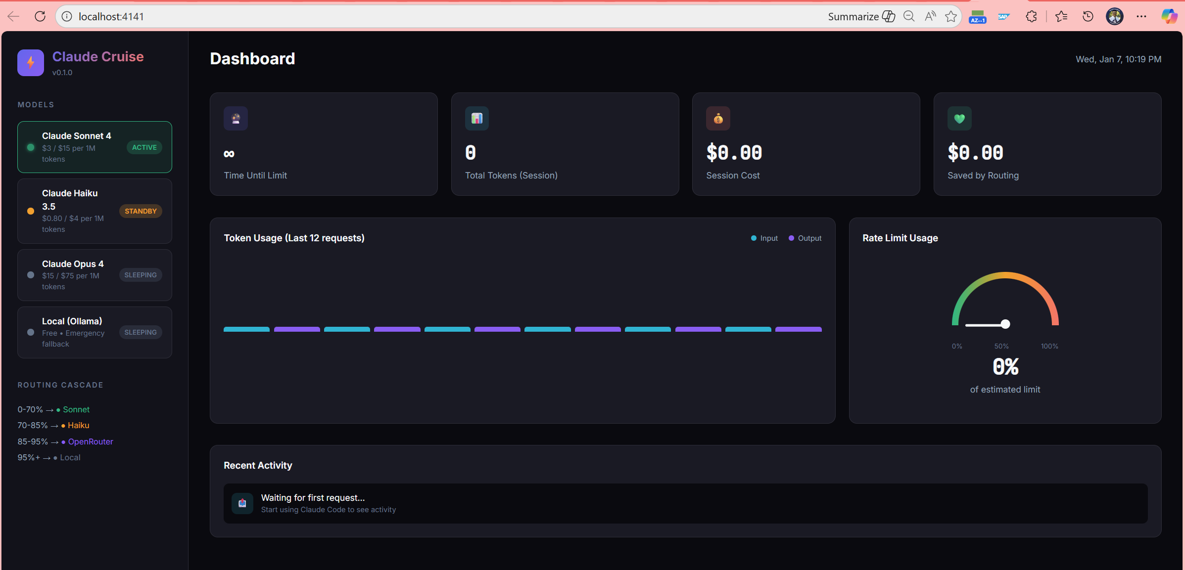 Claude Cruise Dashboard